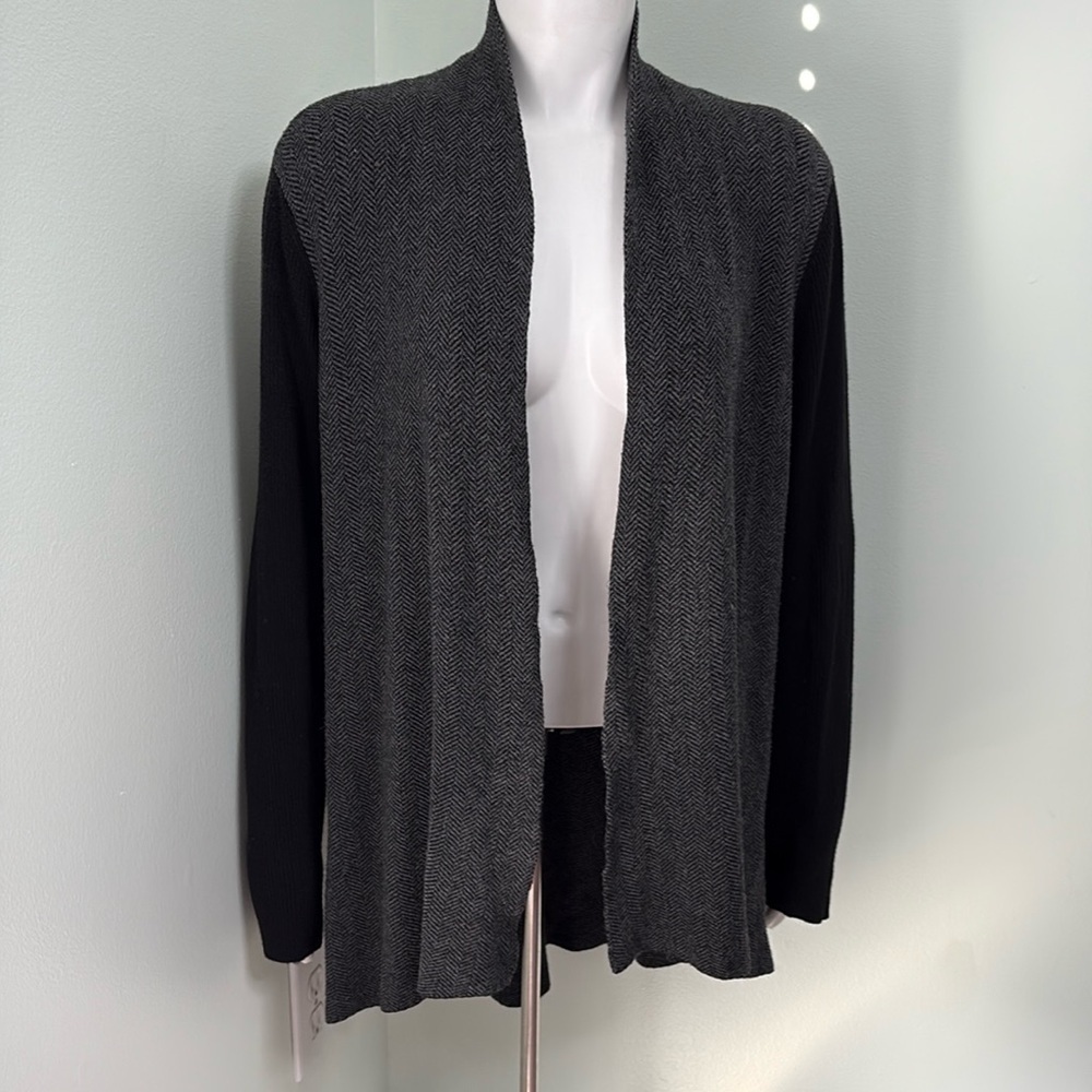 Eileen Fisher Organic Cotton Herringbone Cardigan Medium
